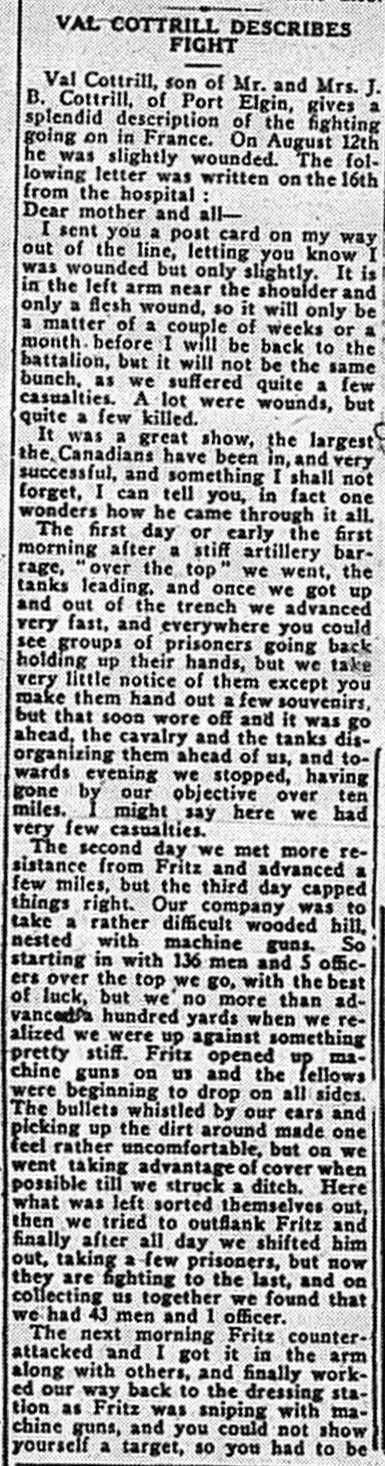 Paisley Advocate, September 18, 1918, p.5, part 1 of 2